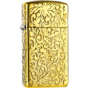 ZIPPO打火机官方正品 防风芝宝纤巧窄机唐草送男士朋友生日礼物zp