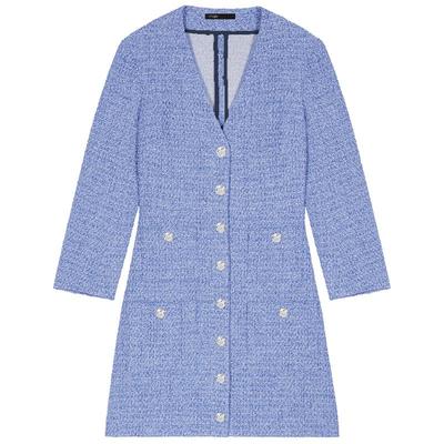 Maje收腰长袖连衣裙短裙