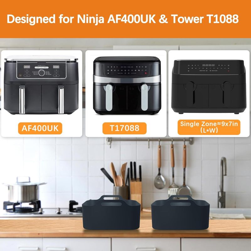 跨境AF400UK双锅配件空气架盘硅胶烤架配件长方形不锈钢炸锅烤蒸