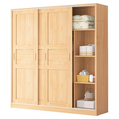 全实木衣柜家用卧室推拉门