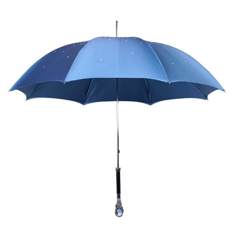 意大利水晶长柄晴雨伞蓝宝石
