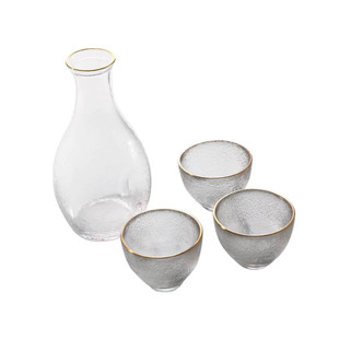 日式清酒壶套装梅酒杯果酒杯家用白酒杯米酒杯磨砂玻璃少女小杯子