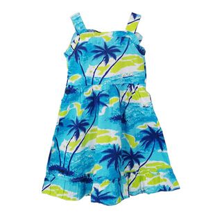 海南岛服儿童沙滩裙椰树印花吊带裙无袖连衣裙女童裙子去三亚旅游