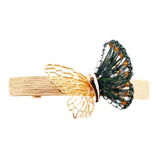 紫罗兰空蝶生日礼物发夹蝴蝶发卡女高端发饰横夹半扎一字夹优雅