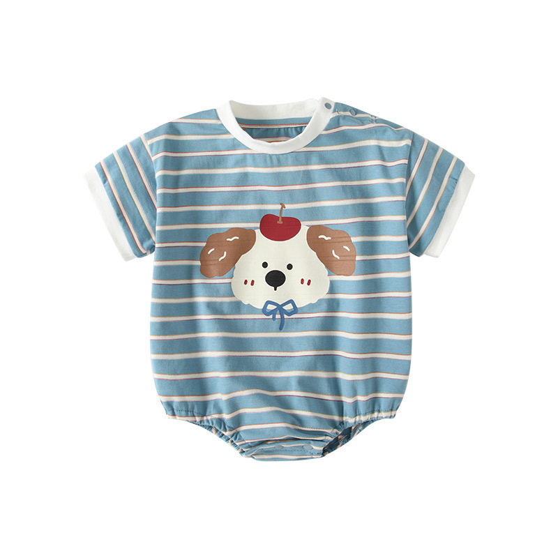 婴幼儿夏薄款衣服可爱宝宝包屁衣小月龄三角哈衣男童短袖包臀衣