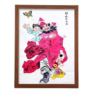 钟馗护子图摆台玄关客厅儿童房平安装饰画护子相框天师驱魔图摆件