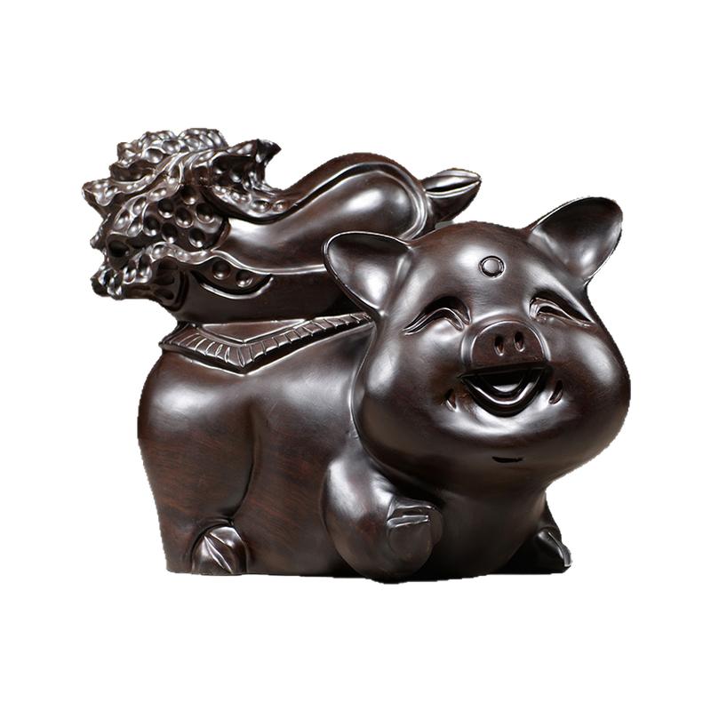 刺史雕刻生肖猪吉祥物红木工艺品