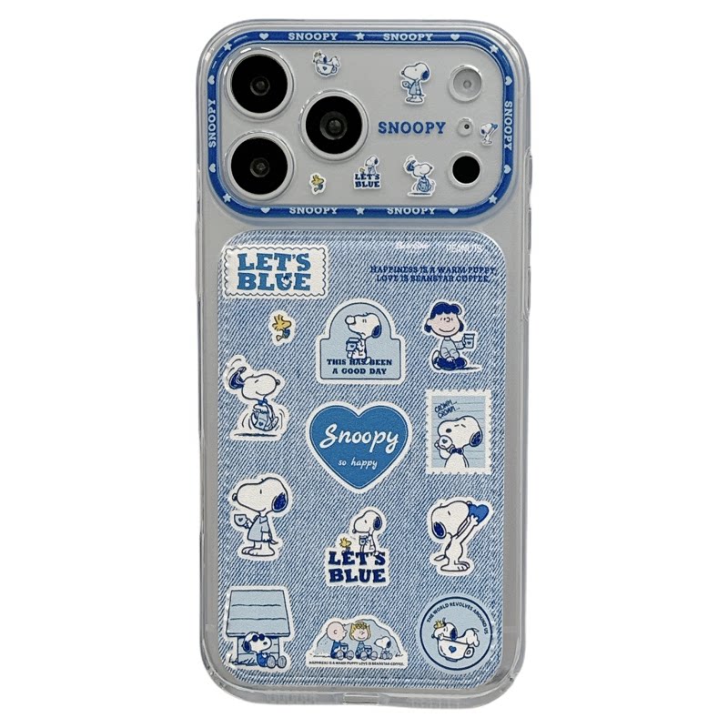 MoreRex韩国牛仔纹史努比小狗插画适用苹果18手机壳iphone17promax新款18pro皮质15全包防摔保护套14女16创意