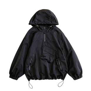 男童外套春夏新儿童冲锋衣韩版男孩夹克女童半拉链连帽上衣潮