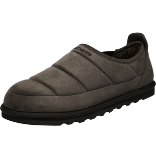 斯凯奇冬季男脚宽脚胖一脚蹬加绒保暖乐福鞋毛毛鞋平底棉鞋休闲鞋