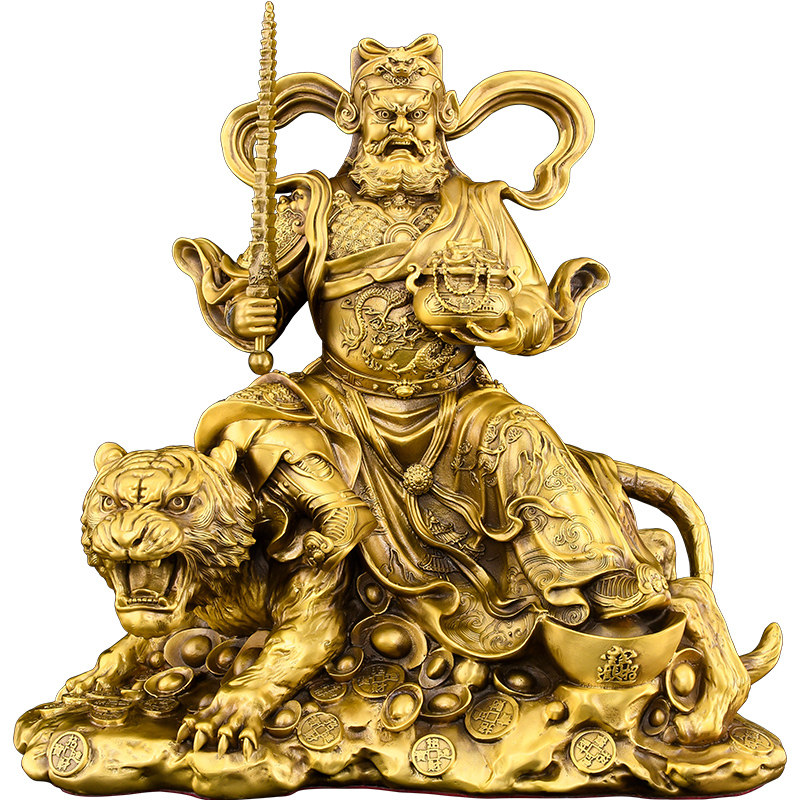 铜赵公明财神黄铜赵公明摆件骑虎武财神赵公明神像玄坛赵元帅供奉