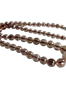 天然茶水晶刻面女友妈妈项链