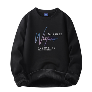 25新款秋冬季圆领加绒卫衣男士青少年加厚长袖上衣保暖打底衫