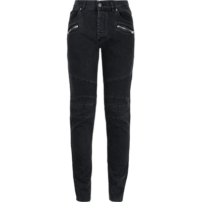 【折扣】BALMAIN 男低腰修身黑色牛仔裤