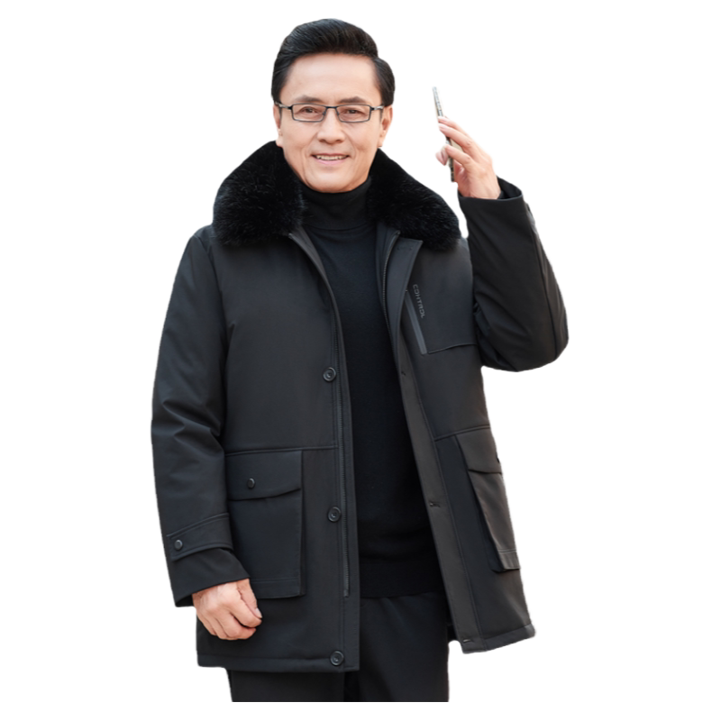 加绒加厚冬季可脱卸内胆和毛领