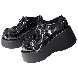 现货superpink圣光骑士原创朋克y2k辣妹亚比厚底皮鞋圆头单鞋女