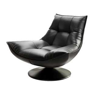 真皮单人沙发椅意式复古休闲懒人躺椅卧室阳台可旋转沙发窝窝椅子