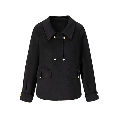 郁香菲简约短款双面呢羊毛外套