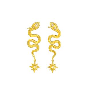 周大生DC流光灵蛇耳饰轻奢高级感小众925纯银生肖耳钉送新年礼物