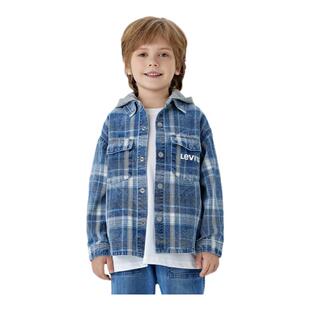 李维斯童装儿童格子牛仔衬衫男童2026春季新款中大童纯棉上衣外套