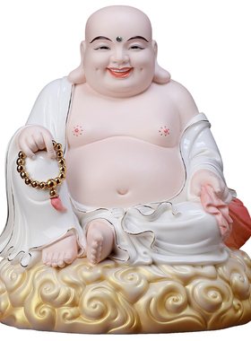 陶瓷大肚笑佛弥勒佛家用供奉摆件