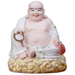 戴玉堂陶瓷祥云弥勒佛家用客厅供奉大肚佛笑佛弥勒佛德化白瓷摆件