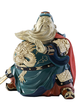 北将黄铜桌面摆件武财神客厅礼品