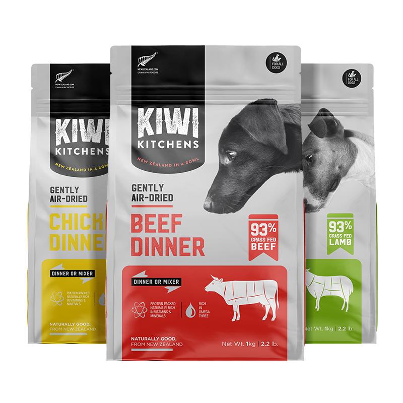 Kiwi Kitchens无谷风干狗粮天然牛肉高蛋白kiwi幼成犬干肉粮500g