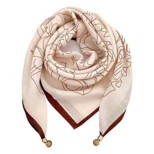 日本进口多功能磁吸扣棉麻护颈丝巾围巾亲肤气质女生高级感小方巾