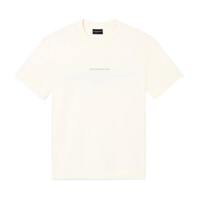 阿玛尼男士纯棉圆领短袖印花T恤
