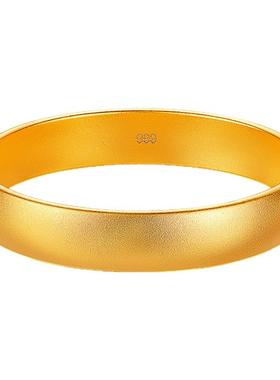 古法沙金手镯轮胎手镯女宽面12mm贵妃镯子古传承手环生日礼物实心