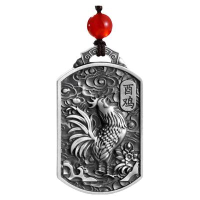 高档纯银国潮风男士方牌八卦吊坠