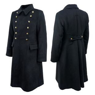 冷战授权 复刻苏联海军M69军官冬季黑色12扣羊毛呢子大衣防寒长款