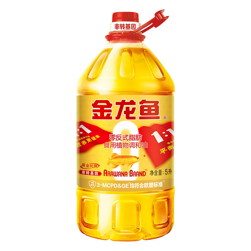 金龙鱼非转基因黄金比例食用调和油5L大桶家用健康食用油植物油