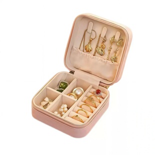 首饰盒收纳盒便携式耳钉耳环手饰品项链戒指小型精致迷你新款盒子