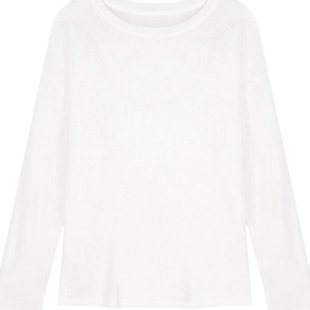 欧货大版休闲显瘦简约纯白圆领正肩长袖打底衫女秋季纯棉内搭上衣