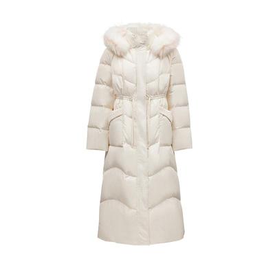 绫致Vero Moda羽绒服24秋冬抽绳收腰90白鸭绒毛领连帽长款