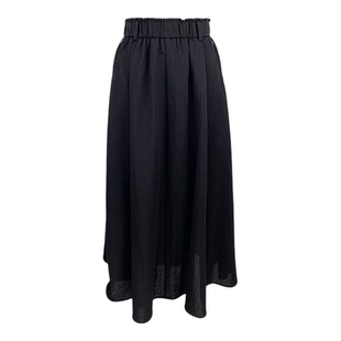 【特卖】春秋棉麻裙黑色A字裙显瘦垂感松紧腰纯色半身裙Y380C8619