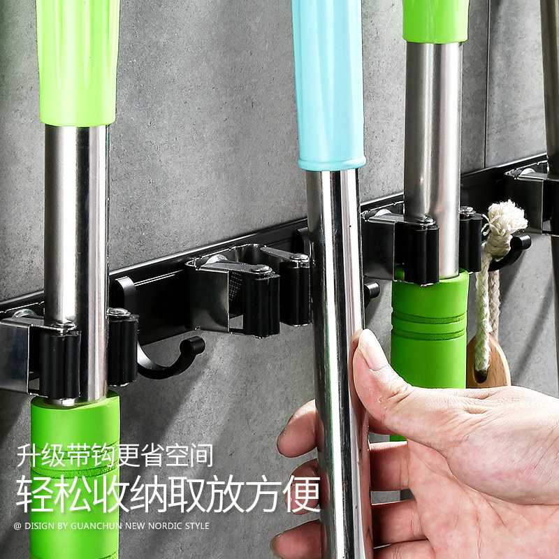 免打孔太空铝挂壁工具挂架墩布阳台扫把架卡座拖把夹挂钩阳台收纳