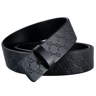 不带头皮带男真皮头层牛皮平滑扣内穿h纯带身无头腰带条不带无扣