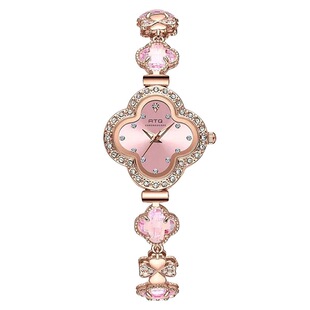 幸运四叶草手链式手表女轻奢高级感镶钻贝母女士腕表小巧精致礼物