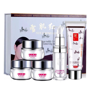 丽一汀白里透红五合一二合一套装雪肌红润草本精华日晚霜五件套
