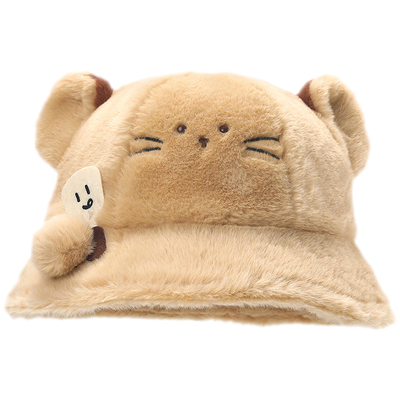 畹町小猫咪渔夫帽毛绒帽