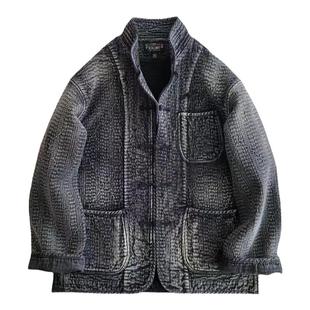 西里布剑道刺子中国风立领手工盘扣唐装休闲外套汉服水洗咔叽复古