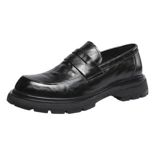 七匹狼黑色商务休闲皮鞋官方正品男鞋秋季新款一脚蹬男士结婚鞋子