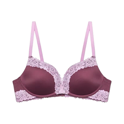 紫色蕾丝内衣女小胸聚拢显大无钢圈上托防下垂性感纯欲文胸罩套装