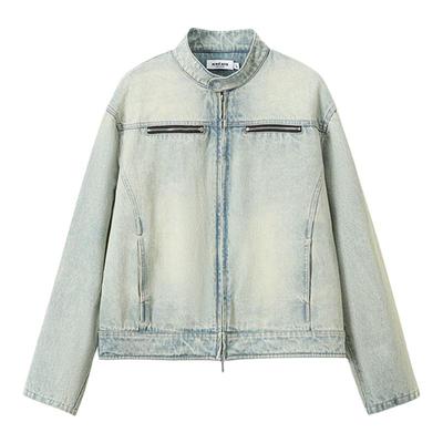 KREATE复古水洗黄泥牛仔赛车夹克