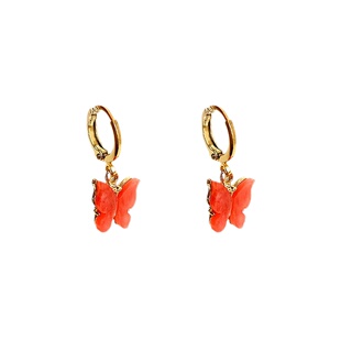 韩国东大门jennie同款超仙花丛中的蓝粉蝴蝶耳钉耳饰小巧撞色耳环