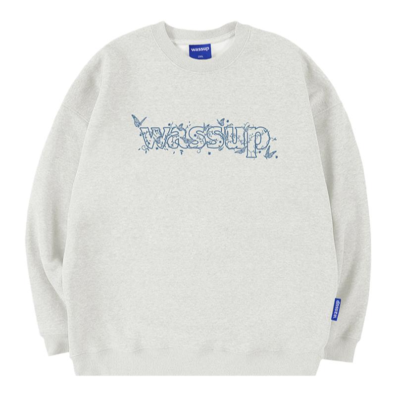 WASSUP镂空字母连帽卫衣男女