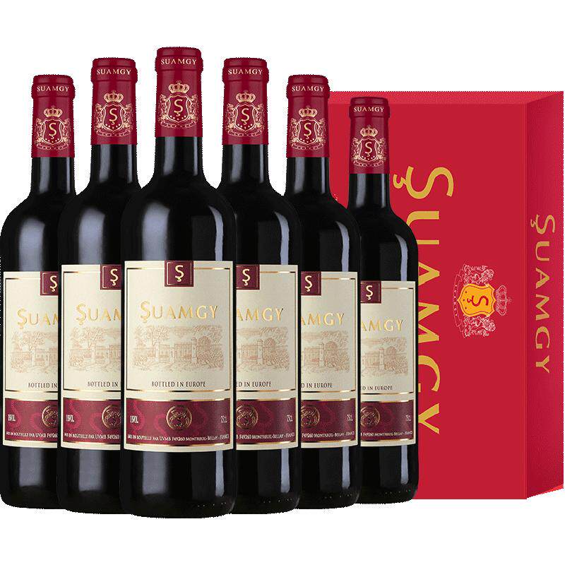 圣芝红酒整箱 法国原瓶进口赤霞珠喜酒半干红葡萄酒750ml×6瓶